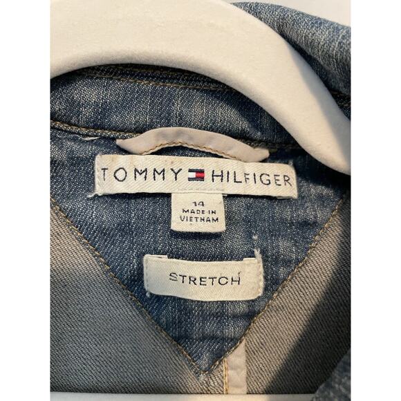 Tommy Hilfiger Size 14 Blue Denim Blazer Jean Jacket Y2K - Picture 5 of 8